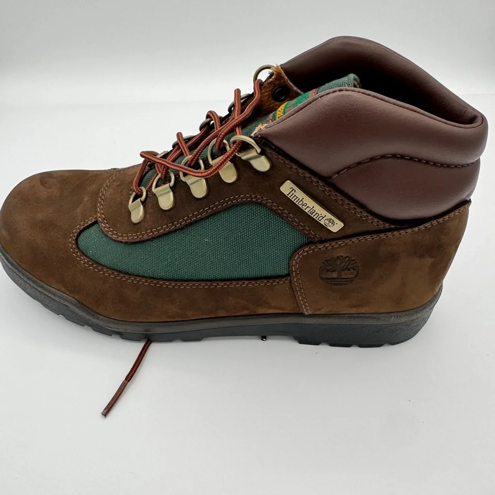 Kids Timberland Field Boots Brown Green Waterproof Hiking Boots Mens Size 5